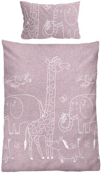 biberna Melange-Flanell Bettwäsche 0840520 TIERE, brombeer, 1x 100x135 cm + 1x 40x60 cm