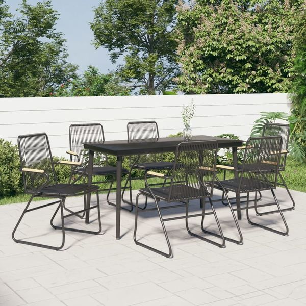 vidaXL 7-tlg. Garten-Essgruppe Schwarz PVC-Rattan 3099218