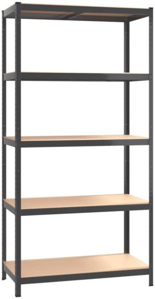 vidaXL Lagerregal mit 5 Böden, Stahl / Holzwerkstoff, Anthrazit, 90 x 40 x 180 cm