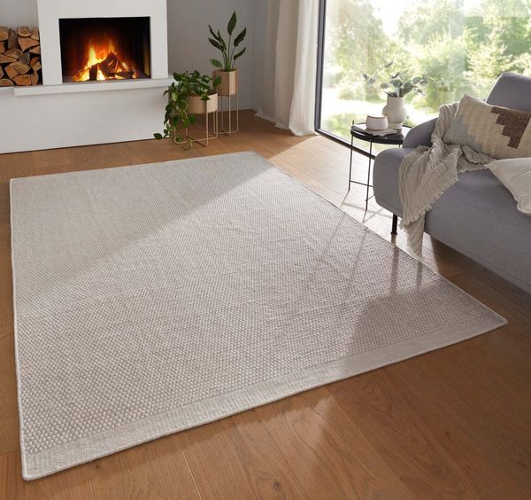 TaraCarpet Wollteppich TaraCarpet Rookie Modern fürs Wohnzimmer Schlafzimmer Esszimmer Wollt, rechteckig, Höhe: 5 mm, Kelim Wendeteppich weiß Wohnzimmer Schlafzimmer Esszimmer ca 70x140
