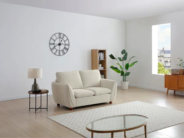 Vente-unique - MENARDIA Sofa Stoff Weiß - B 89 cm x H 92 cm x L 170 cm