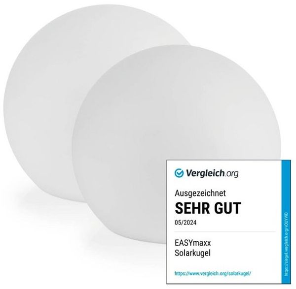EASYmaxx 2er- Set LED Solarleuchte mit Farbwechsel | Deko Gartenleuchte mit LED Beleuchtung | Wunderschöne Lichteffekte mit Tageslichtsensor In & Outdoor | Gartendeko Witterungsbeständig, Kugel 30 cm Bild 4