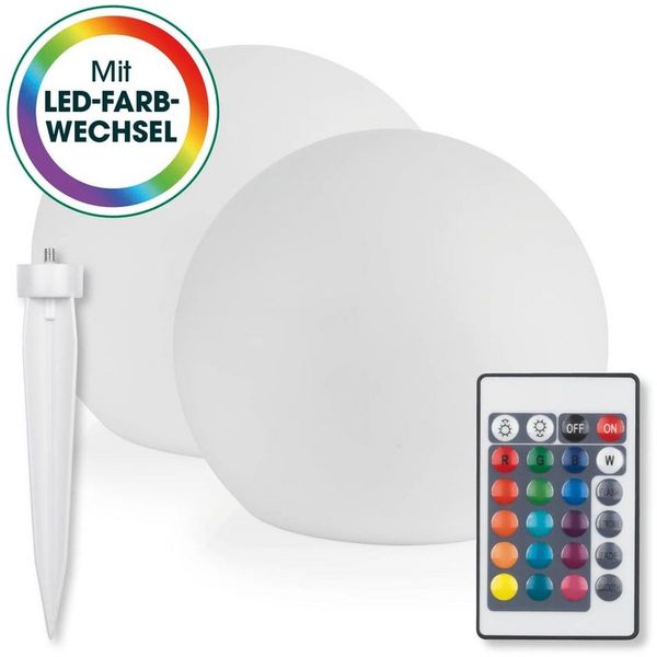 EASYmaxx 2er- Set LED Solarleuchte mit Farbwechsel | Deko Gartenleuchte mit LED Beleuchtung | Wunderschöne Lichteffekte mit Tageslichtsensor In & Outdoor | Gartendeko Witterungsbeständig, Kugel 30 cm
