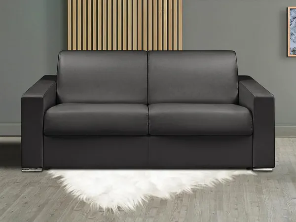Vente-unique - CALITO Sofa Kunstleder Schwarz - B 223 cm94 cm x H 85 cm x L 194 cm