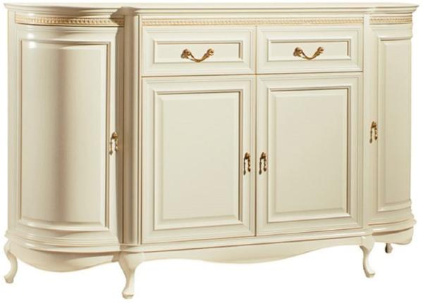 Casa Padrino Luxus Barock Kommode Creme / Gold 168,9 x 46,7 x H. 105 cm - Prunkvolle Kommode mit 4 Türen und 2 Schubladen - Luxus Qualität