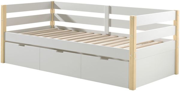 Kojenbett Karissa 211x98x77 Hochbett Massivholz+MDF Weiß/natur