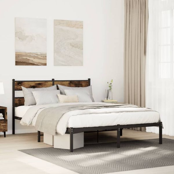 vidaXL Metallbett ohne Matratze Räuchereiche 160x200 cm 4017056