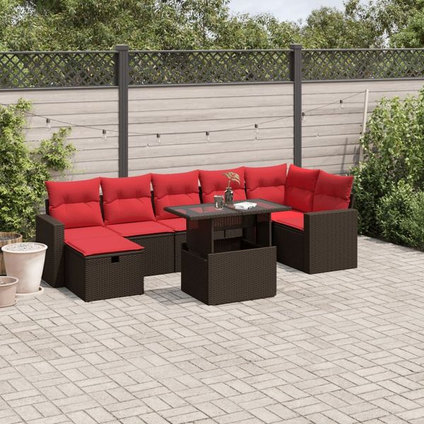 vidaXL 8-teiliges Gartensofa-Set mit Kissen, braun, Polyrattan 3274834