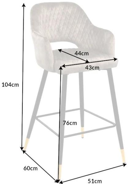 Design Barhocker FRANCE greige Ziersteppung Armlehnen Retro Bild 10