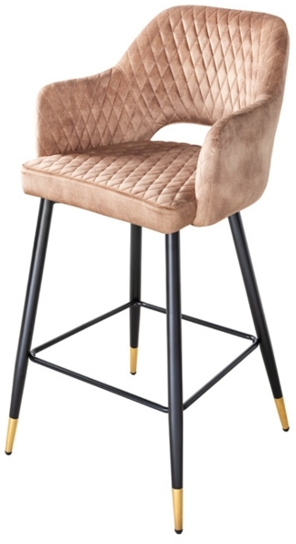 Design Barhocker FRANCE greige Ziersteppung Armlehnen Retro Bild 9