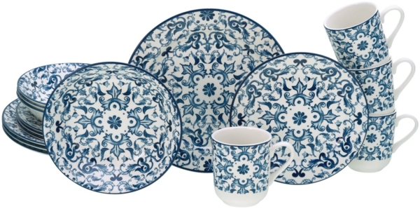 CreaTable Kombiservice Fresco Blue Kombiservice 16-tlg (16-tlg), 4 Personen, Steingut