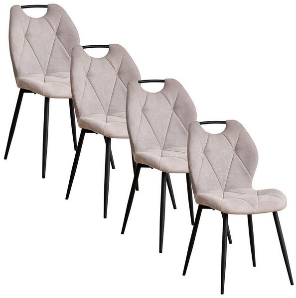 GrandCA HOME Esszimmerstuhl 4er Set Polsteres Esszimmerstuhl im Nordischen Stil, Hoher Stuhl (4 St), mit Stoffbezug, Metallbeine, Beige