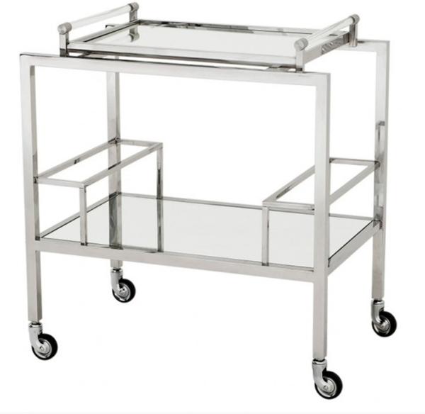 Casa Padrino Luxus Bar Trolley Servierwagen aus Edelstahl und Glas 72x47 x H. 72 cm - Luxus Hotel & Restaurant Einrichtung Möbel