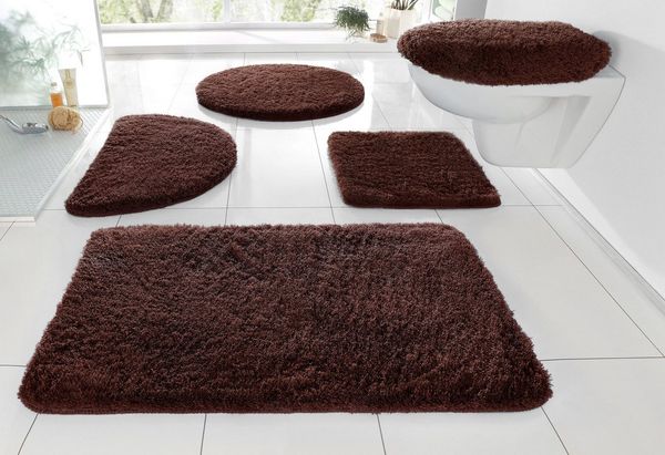 OTTO home Badematte Merida, Badvorleger, Badezimmer Teppich, Höhe 32 mm, rutschhemmend beschichtet, fußbodenheizungsgeeignet, schnell trocknend, strapazierfähig, Kunstfaser, halbrund, Badteppich, Uni Farben, rechteckig, rund & als 2-tlg. Set erhältlich