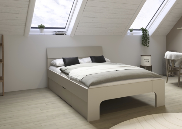 rauch Frieda, Bett, mit Sockelschubasten, Farbe Beige, BxHxT 145x90x210cm