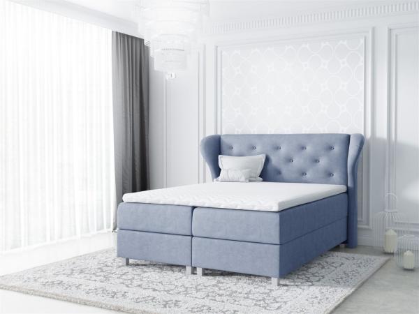 Boxspringbett ARIANNA 160x200 cm Stoff Hellblau