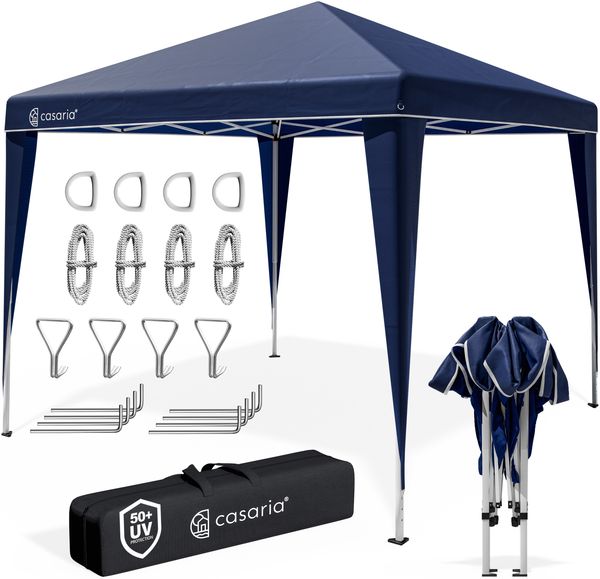 CASARIA® 'Capri' Pop-Up Faltpavillon inklusive Tasche, wasserdicht, UV-Schutz 50+, Stahl / Polyester, Dunkelblau, 3x3 m