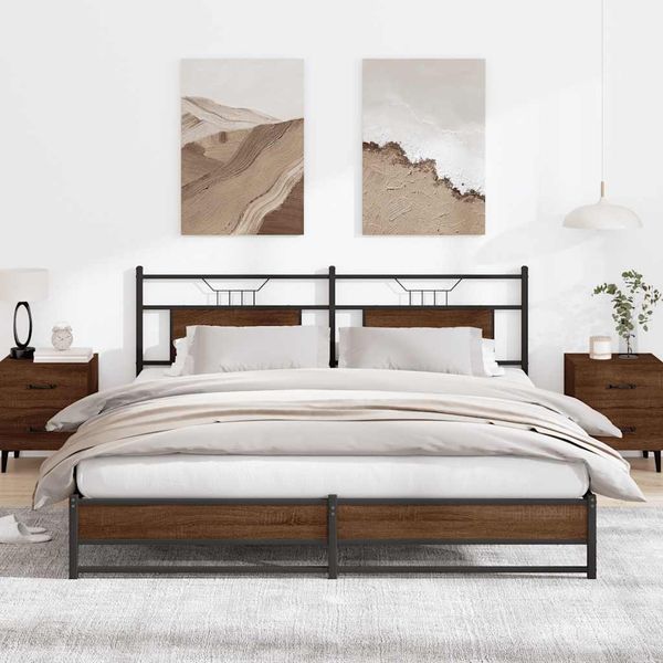 vidaXL Metallbett ohne Matratze Braun Eichen-Optik 183x213 cm 3325132