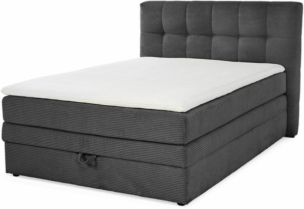 Jockenhöfer 'Amy' Boxspringbett, 140x200 cm, Cord Grau