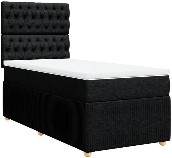 vidaXL Boxspringbett mit Matratze Schwarz 80x200 cm Stoff 3294192 Bild 3