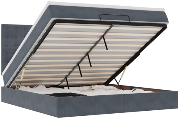 vidaXL Ottoman-Bett mit Matratzen Dunkelgrau 160x200 cm Samt 3313626