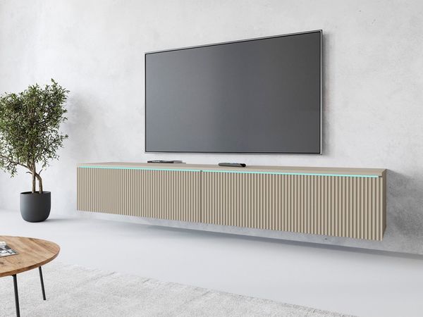 Home affaire Lowboard Vera, wahlweise mit oder ohne Beleuchtung, gefräste MDF Front mit 3D Effekt, stehend und hängend montierbar