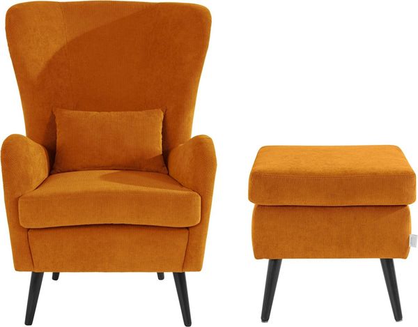Home affaire Sessel Sallito, TV-Sessel, Ohrensessel mit, Hocker, in vielen Bezugsqualitäten, auch in Samtcord