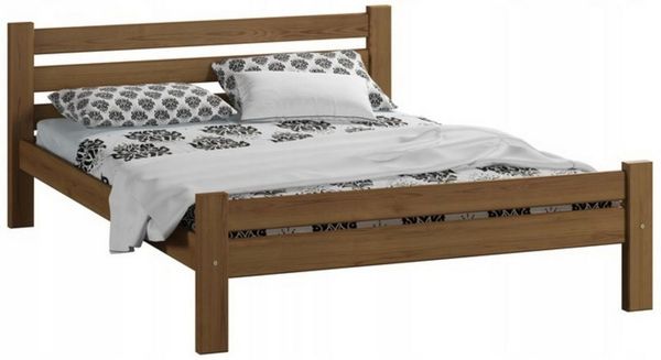 Home Collective Bettgestell Massivholzbett, Einzelbett mit dicken Beinen & sicherem Lack, 210x172x72 cm, Eiche