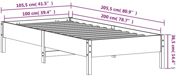 vidaXL Massivholzbett ohne Matratze Weiß 100x200 cm Kiefernholz 842707 Bild 9
