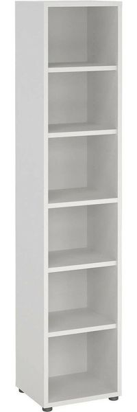 Dmora Bücherregal Pabuk, Büroregal, Mobiler Buchhalter, Bücherbrett, 47x40 h222 cm, Weiß