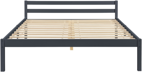 Holzbett Nakkila 140x200 cm Doppelbett mit Kopfteil Dunkelgrau en. casa Bild 5