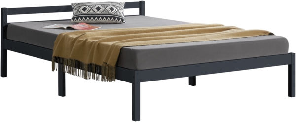 Holzbett Nakkila 140x200 cm Doppelbett mit Kopfteil Dunkelgrau en. casa Bild 2