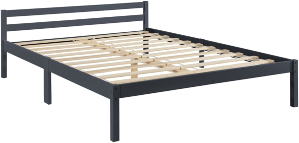 Holzbett Nakkila 140x200 cm Doppelbett mit Kopfteil Dunkelgrau en. casa Bild 3