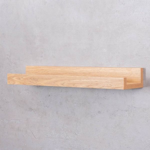 Levandeo® Bilderleiste, Bilderleiste Eiche Braun L40cm MDF Holz Wandregal Schmal Wanddeko