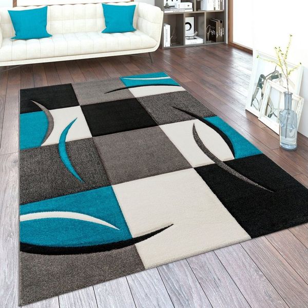 Paco Home Teppich Diamond 665, rechteckig, Höhe: 17 mm, Karo Muster, 3D-Design, auch als Läufer, Wohnzimmer, Schlafzimmer