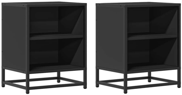 vidaXL Nachttische 2 Stk. Schwarz 40x31x50 cm Holzwerkstoff und Metall 848700