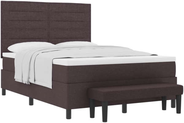 vidaXL Boxspringbett mit Matratze Dunkelbraun 160 x 200 cm Stoff 3344005