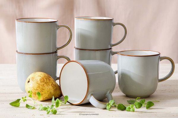 Ritzenhoff & Breker Tasse RITZENHOFF & BREKER PORTOFINO Tassen-Set, Modern, KONSIMO, 6-tlg, Steinzeug, jedes Stück ein Unikat, spülmaschinengeeignet, mikrowellengeeignet