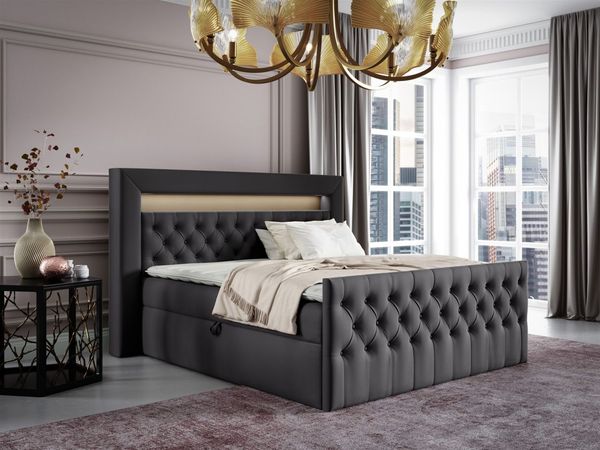 Boxspringbett Schlafzimmerbett ERNESTO Nr. 1 180x200cm in Elisa Velvet Anthrazit