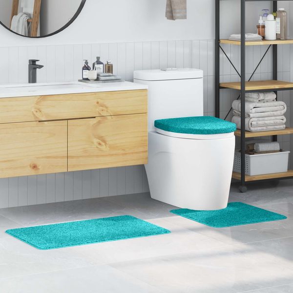 vidaXL Anti-Rutsch Badematten-Set 3 pcs Türkis PP 4019870