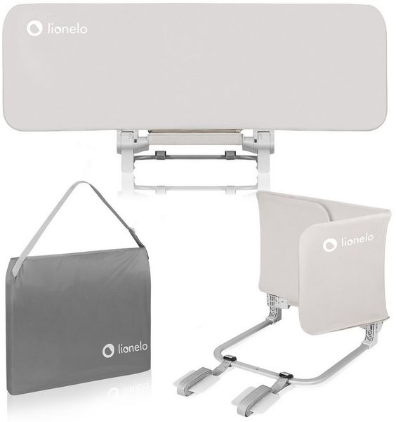 Lionelo Lora Tragbares Bettschutzgitter für Kinder, Neigungsverstellung bis 180°, klappbares Schutzgitter für Bett, 45 cm - 105 cm, StandSafe-Sicherung, Schutz gegen Herausfallen