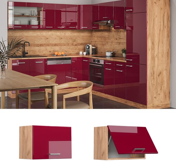 Vicco Küchenschrank Küchenzeile R-Line, Bordeaux Hochglanz, Hängeschrank 60 cm (flach) Bild 2