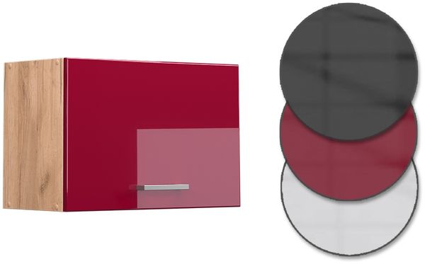 Vicco Küchenschrank Küchenzeile R-Line, Bordeaux Hochglanz, Hängeschrank 60 cm (flach) Bild 6
