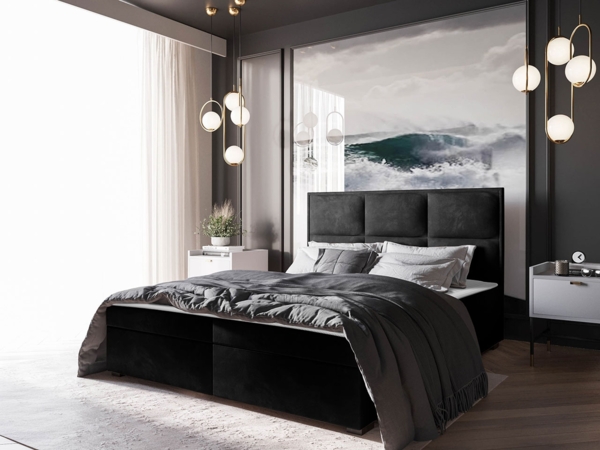 Boxspringbett Draban I, Schwarz, 180 x 200 cm