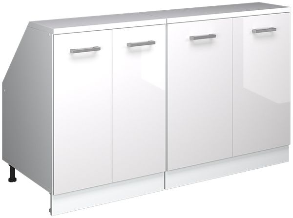 Küchenschrank für Dachschrägen R-Line Weiß Hochglanz 140 cm 2er Set Schrankkorpuss 60 cm Tiefe Vicco