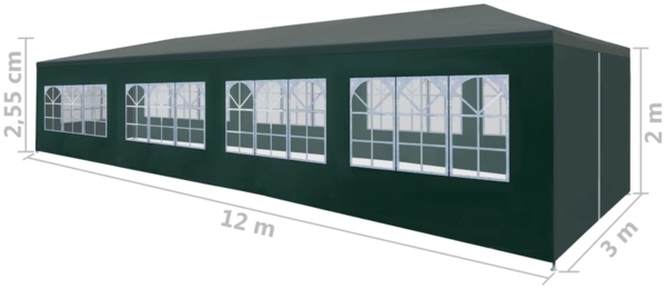 vidaXL Partyzelt, PE / Stahl grün, 3x12 m Bild 8