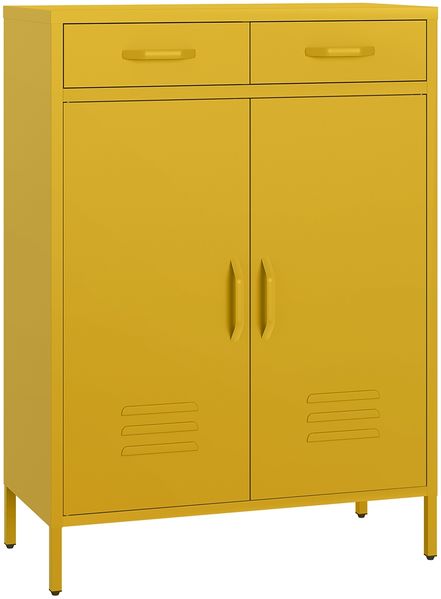 skølm 'Atria' Metallkommode, senfgelb, 110x38x80 cm, mit 2 Schubladen und 2 Fächern Bild 2