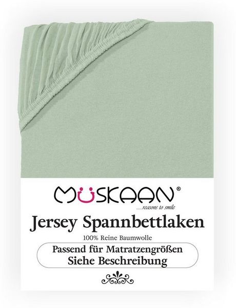 Müskaan Spannbettlaken 180x200 - 200x220 Boxspringbett und Wasserbett 100% Baumwolle, Jersey, Gummizug: Rundumgummizug, Bettlaken bis 32cm Matratzenhöhe Bezug 200x220