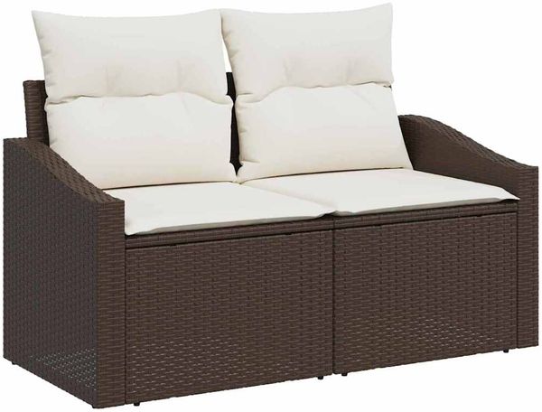 vidaXL Sofa Set mit Kissen 7 pcs Braun Poly Rattan 3346808 Bild 4