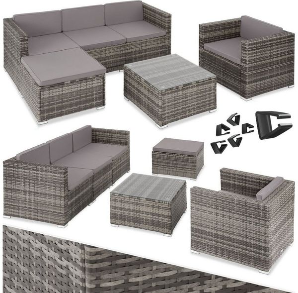 tectake Loungeset Rattan Lounge, (Set, 6-tlg), für 4 bis 5 Personen